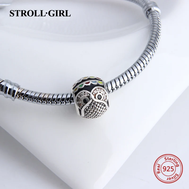 Fit Pandora Талисманы Браслеты Серебро 925 новые милые животные Сова Кот Пингвин Подвески Бусины ювелирные изделия делать подарки
