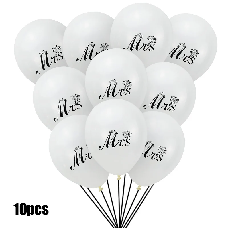 balloon 10pcs 10 шт. только что замужние шары Mr& Mrs латексный Набор Свадебные украшения Помолвочные вечерние принадлежности белые 123 вечерние 10 дюймов - Цвет: balloon 10pcs
