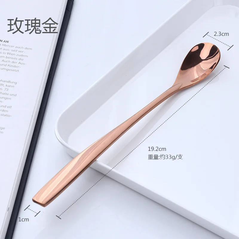 Rose Gold 6 шт. нержавеющая сталь Кофе Чай ложка с длинной ручкой Творческий ложка для питья Кухня Гаджет Столовые приборы посуда ложки для льда - Цвет: Rose Gold