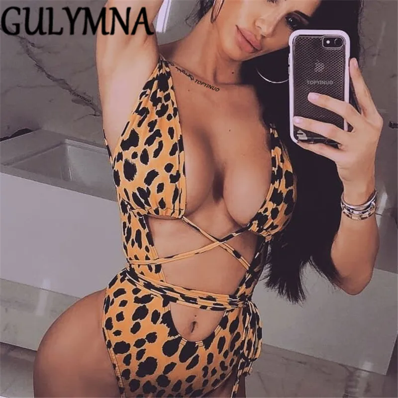 Женский купальник в горошек GULYMNA бандажный купальный костюм Цельный сексуальный