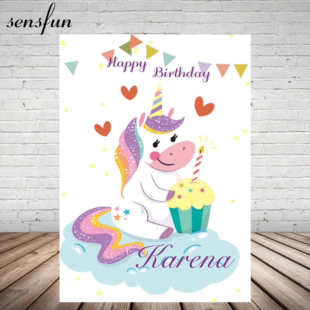 Виниловый фон для фотосъемки новорожденных с изображением единорога вечеринки в