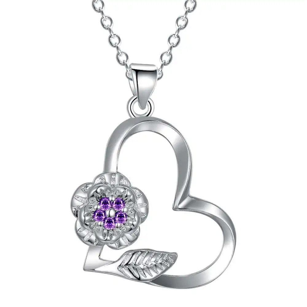 Ожерелье женское новое сердце цветок ожерелье с подвеской со стразами bijoux femme 3