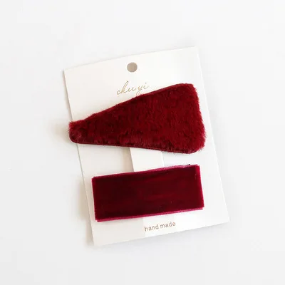Wine Red 2 шт./упак. простой Для женщин плюшевая повязка для волос заколки милый безопасности для девочек топ взрыва заколки для волос заколка для волос BB зажимы заколка для волос, аксессуары для волос, головные уборы - Цвет: Wine Red