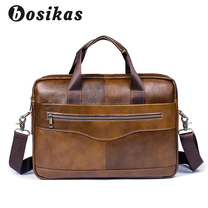 BOSIKAS натуральная кожа сумка Для мужчин модные кожаные Мужчин's Портфели