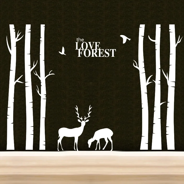 2 м супер большое огромное гигантское дерево любовь лес олень наклейки на стену s