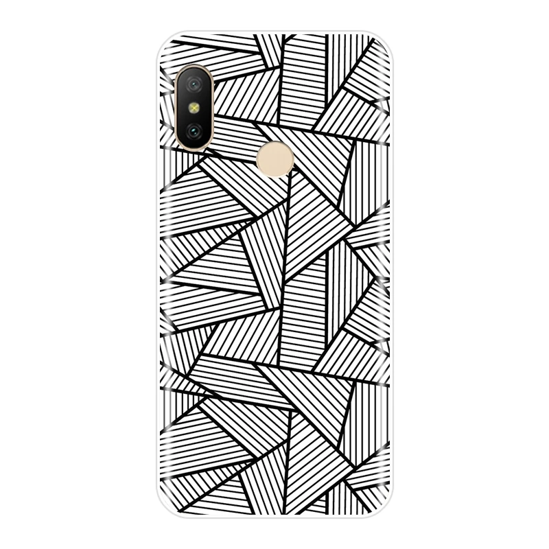 Задняя крышка для Xiaomi Mi 5 5C 5S 5X 6 6X Plus черный геометрический Мягкий силиконовый