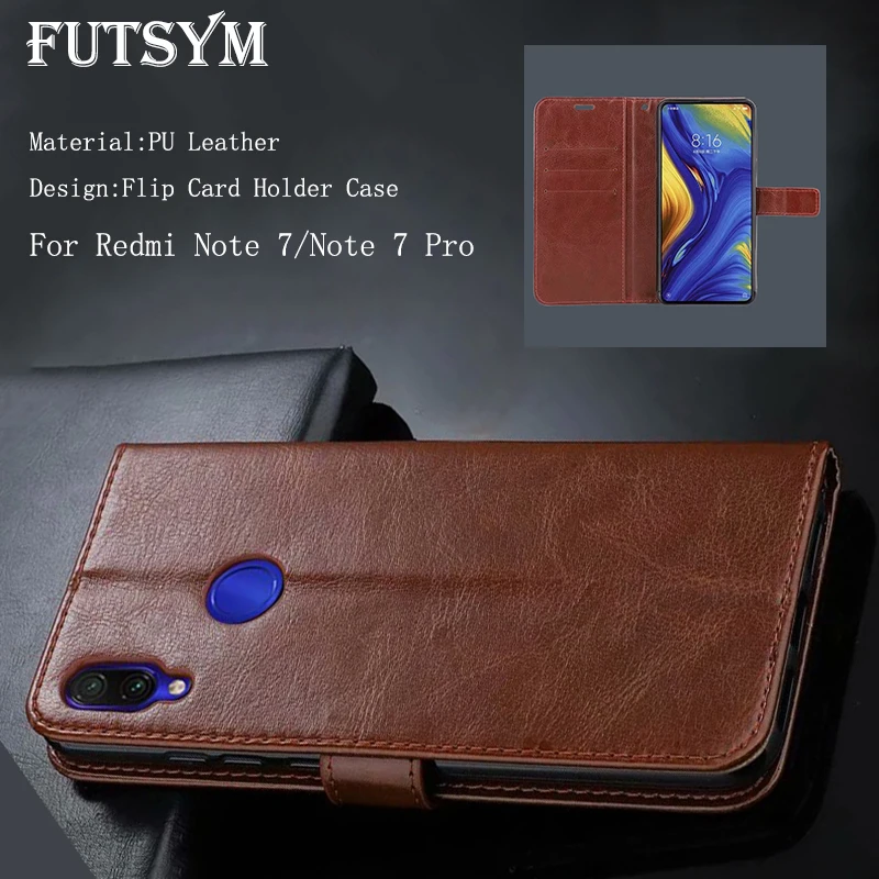 Кожаный чехол для карт с подставкой и откидной крышкой Redmi Note 7 роскошный