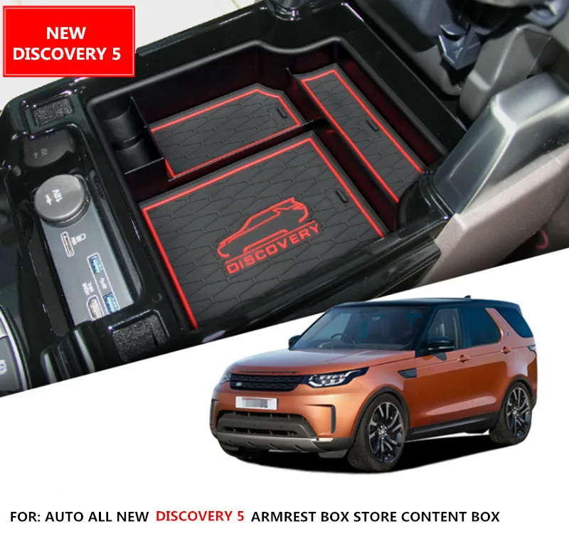 

1Pcs Black DISCOVERY 5 Plastic Car Interior Armrest Box Store Content Box Interlayer Decoration For New DISCOVERY 5 Armrest Box