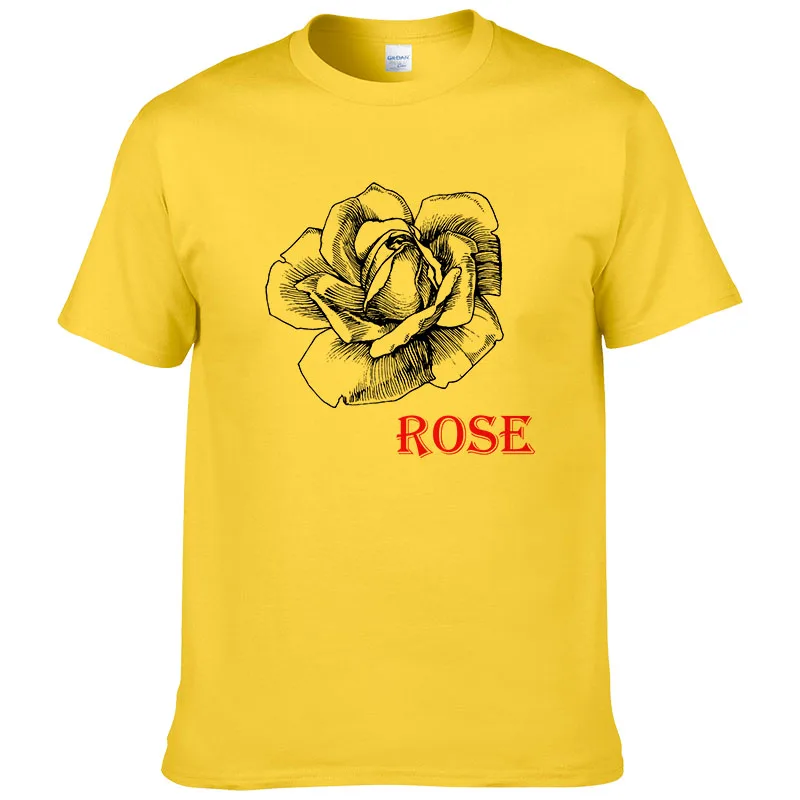 2017 модная летняя футболка с принтом розы мужские хлопковые топы коротким рукавом