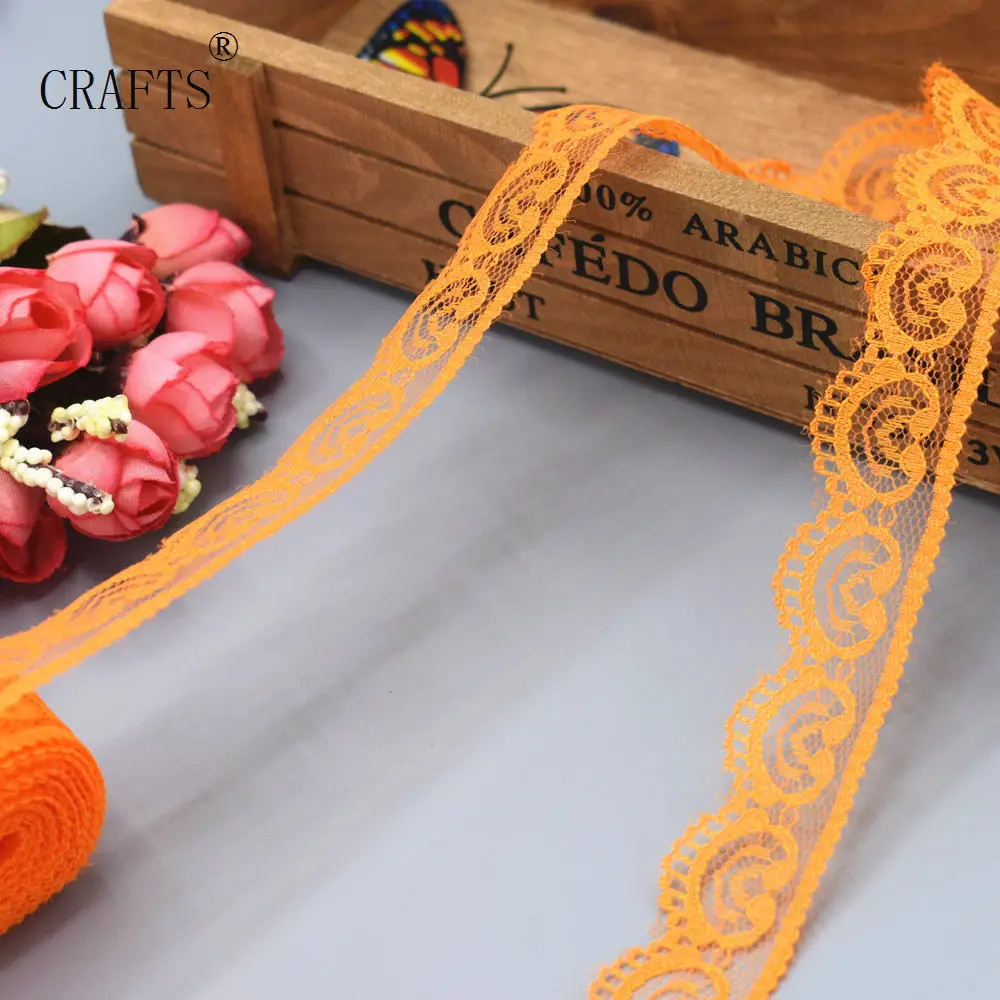 orange Новинка! 10 ярдов красивой кружевной ленты, шириной 2,2 см, DIY ювелирных изделий одежды/цветов и других аксессуаров - Цвет: orange