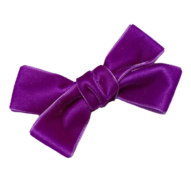 purple 12 шт./партия 3,8 дюймов бархатные банты для волос детский зажим для волос ребенок Аллигатор шпильки для волос аксессуары для волос ручной работы - Цвет: purple