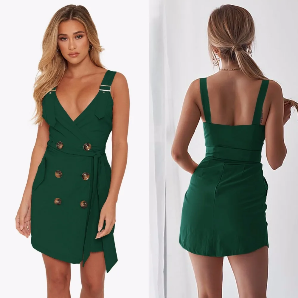 Женское винтажное платье-мини на пуговицах облегающее платье без рукавов