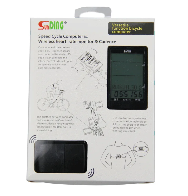 SUNDING Bike Wireless heart Rate Stopwatch Bicycle computer Speed Sensor Heart Belt White/Black Cycling Accessories | Спорт и
