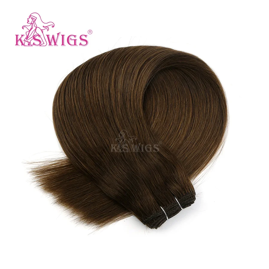 K.S парики 20 ''прямые волосы remy уток человеческих волос двойные нарисованные натуральные кудрявые пучки волос 100 г/шт