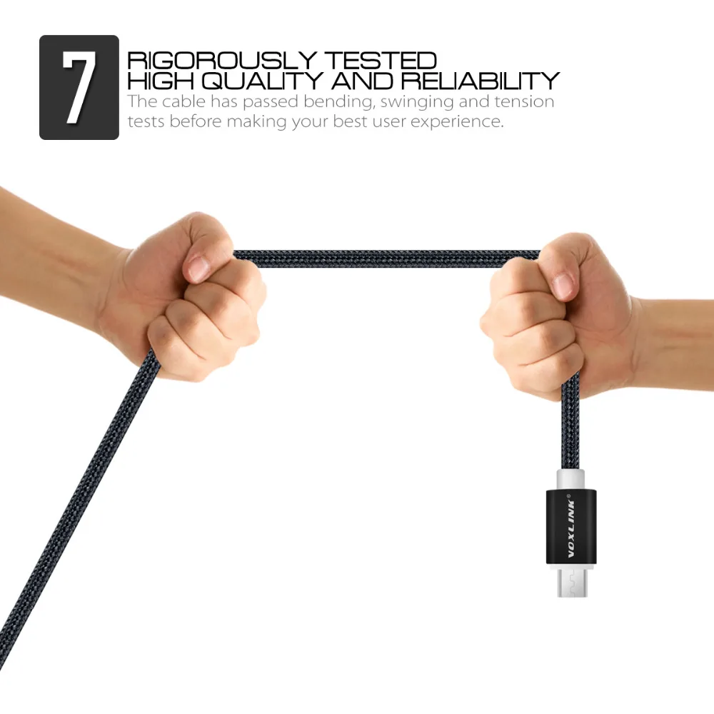 VOXLINK, 5 шт. в упаковке, USB кабель, 5 В, 2,4 А, Micro usb кабель для зарядки и передачи данных, кабель для мобильного телефона, для samsung S7, S6, Huaiwei, Xiaomi, Meizu, LG, htc