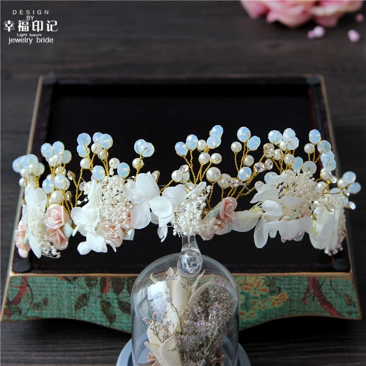 Корейский женский головной убор звезда невесты Sen вечные цветы с ручной короной