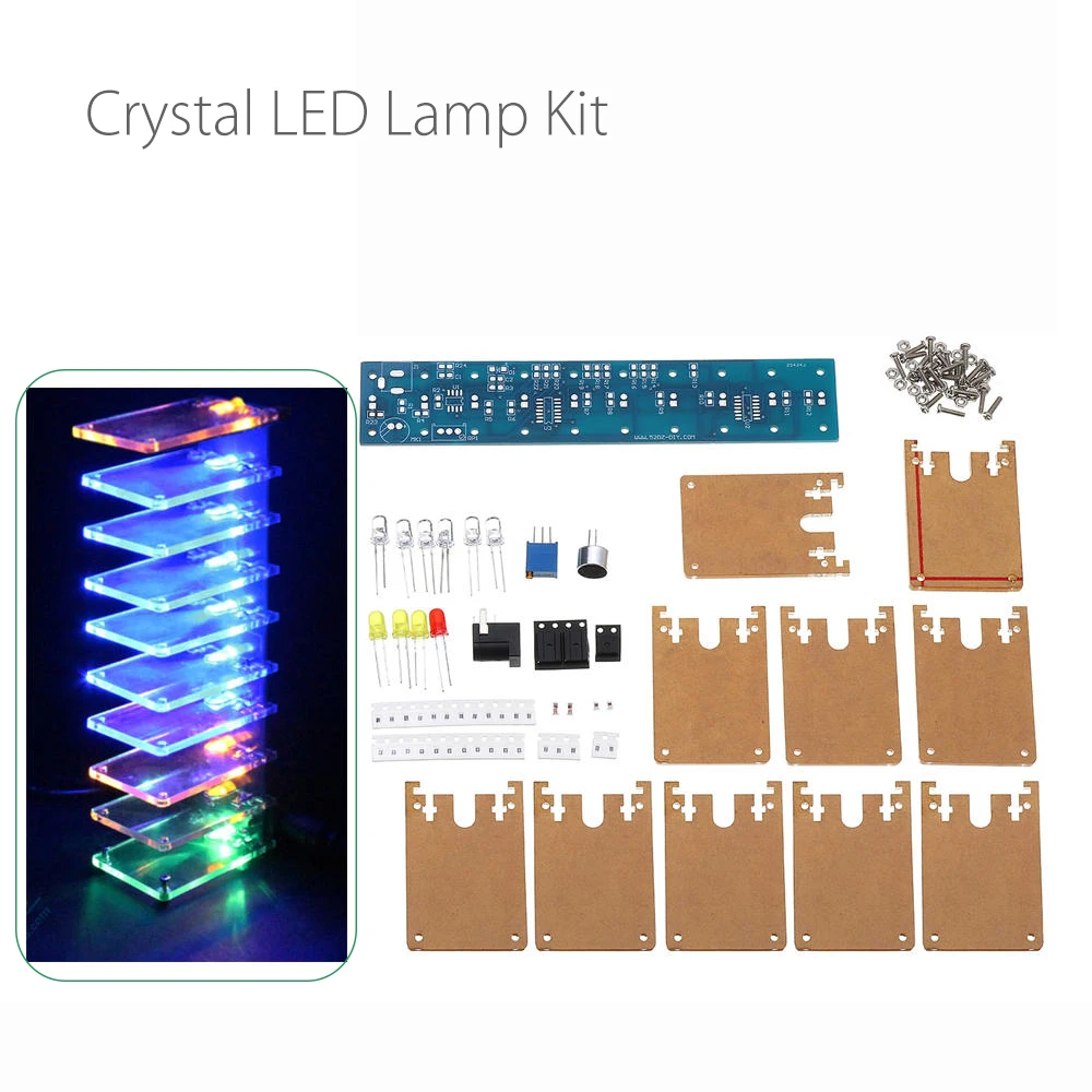 

DIY LED Flash Kit Voice-activated Audio Frequency Spectrum Crystal LED Lamp Kit