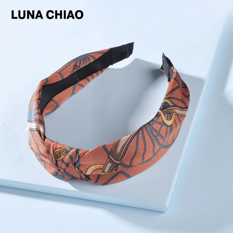 LUNA CHIAO, женские модные аксессуары для волос, ткань, дикие цветы, печатные повязки для волос, тропический стиль, повязки с узлом для женщин