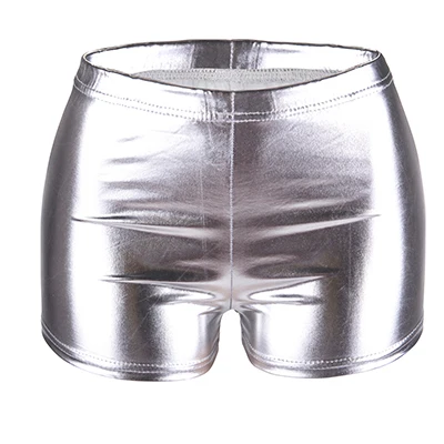 Silver SAYFUT, кожаные шорты с высокой талией, блестящие, тянущиеся, женские, для девушек, для дискотеки, короткие штаны, сексуальные шорты для ночного клуба, популярные штаны, яркие цвета, Новинка - Цвет: Silver