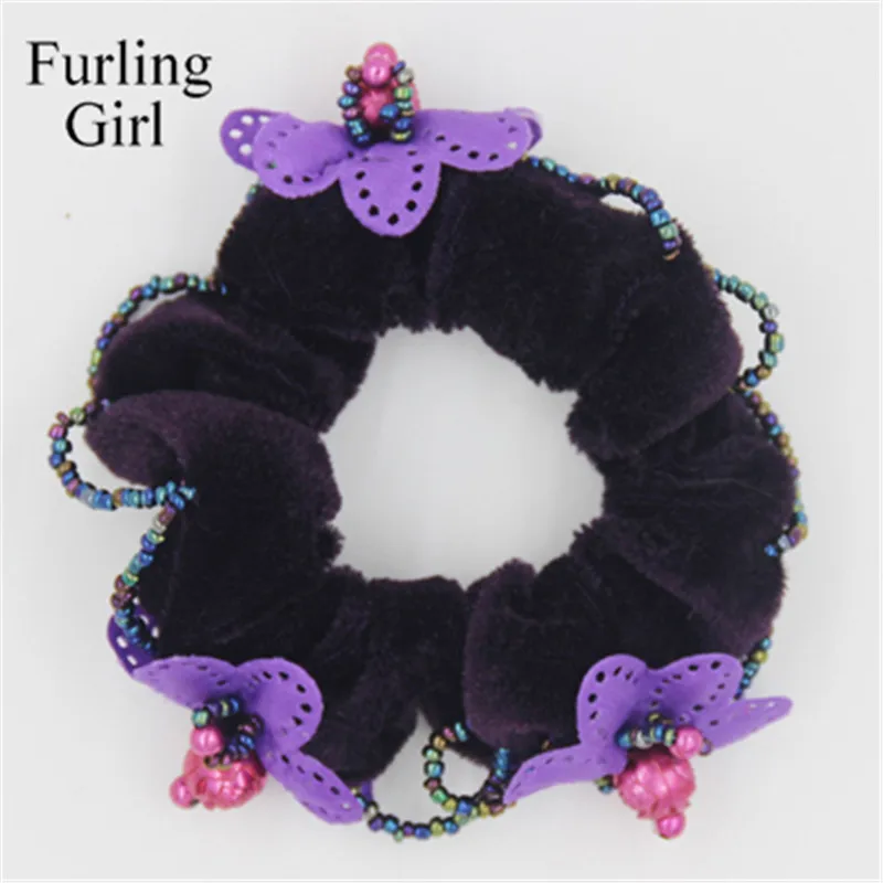 1 шт. Женская бархатная резинка для волос с бусинами |