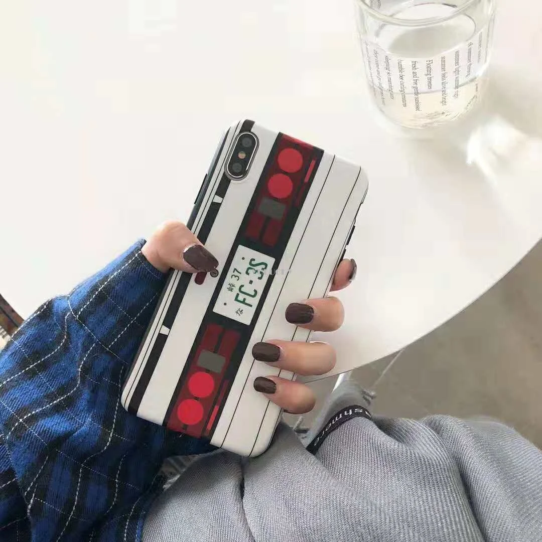 Luxury Head D Cool Car Taillight Matte Cases for iPhone X XS Max XR 6 6s7 8 Plus AE-86 Soft Silicone men Phone Cover |