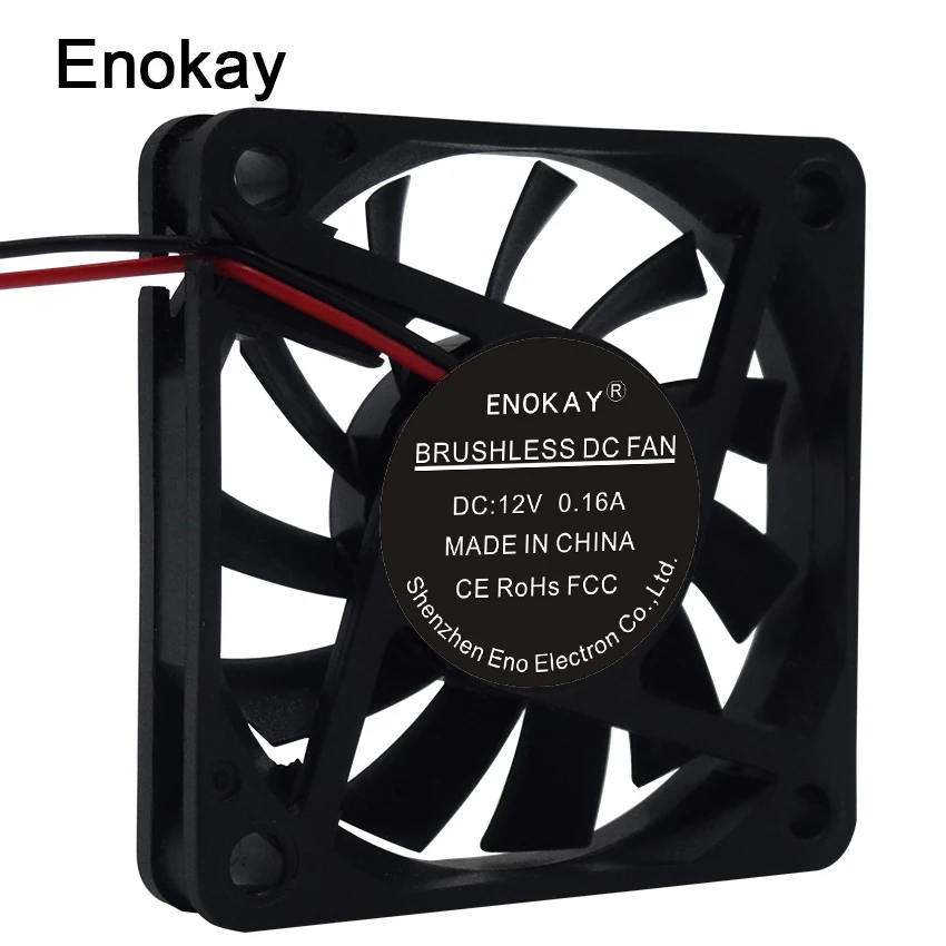 1 шт. Enokay DC 12 В 24 в 60*60*10 мм Бесщеточный Охлаждающий вентилятор с решеткой|Кулеры и