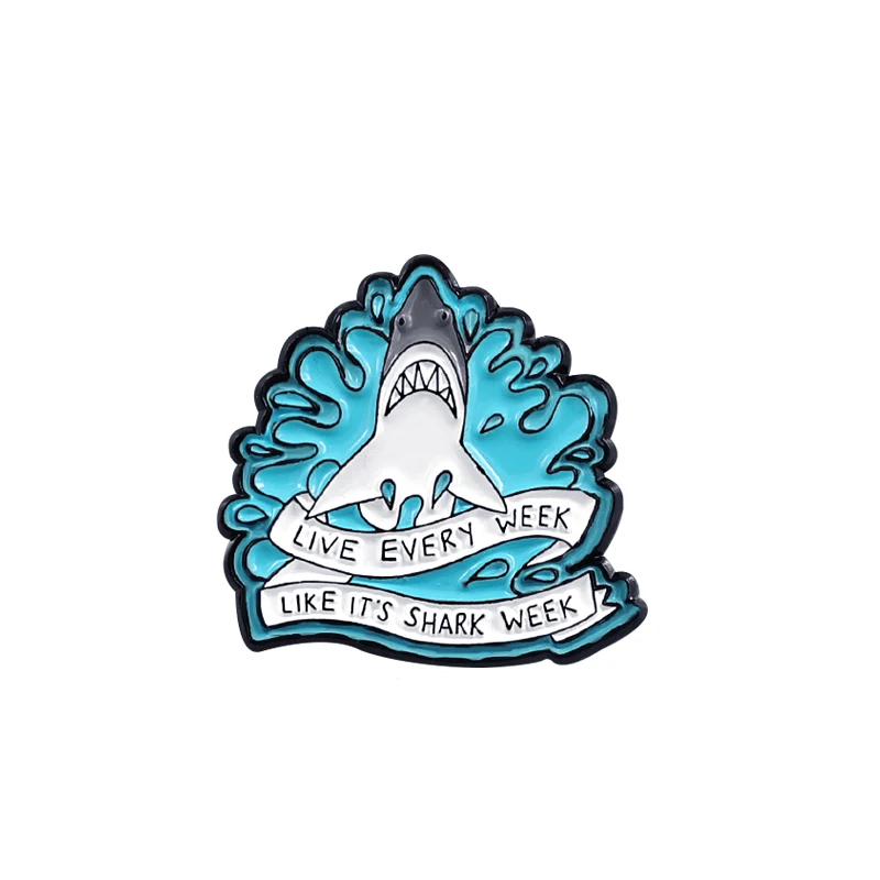 

LIVE EVERY WEEK,LIKE ITS SHARK WEEK Shark Surf Metal Enamel Brooch Cute Animal Badge Pin Clothing Backpack Jewelry Accessories