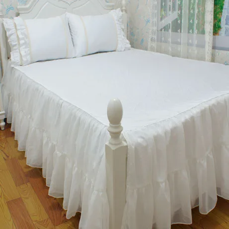 Корейская принцесса белая атласная шелковая шифоновая кровать с поверхностью