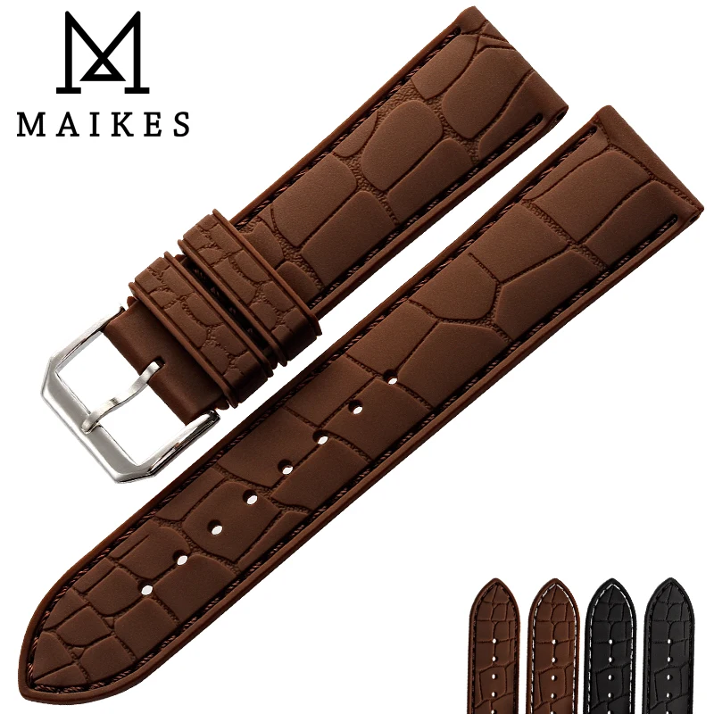MAIKES сменный ремешок для часов коричневый черный силиконовый спортивного