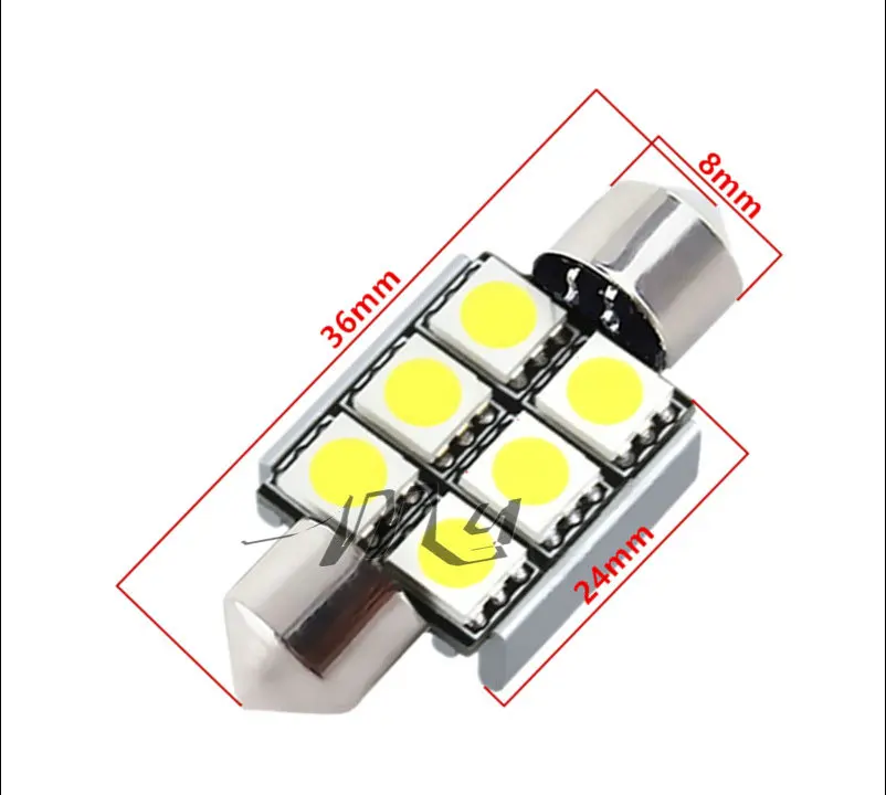 10 шт. 36 мм 6 SMD 5050 Чистый Белый купол Festoon CANBUS OBC безошибочный автомобиль
