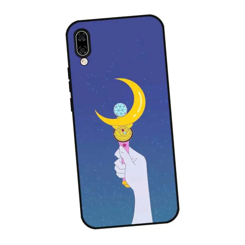 P191 Sailor Moon Lovely Black Silicone Case Cover For Huawei Honor 8C 8X 9 10 20i V10 V20 Note10 Max Lite Magic2 |