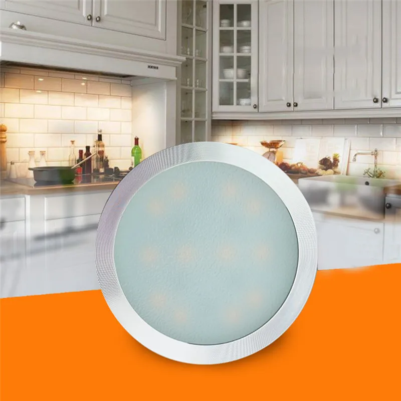 LAIDEYI 6 шт под шкафом Свет Полки свет витрина шкаф 12V круглый светодиодный кухонный