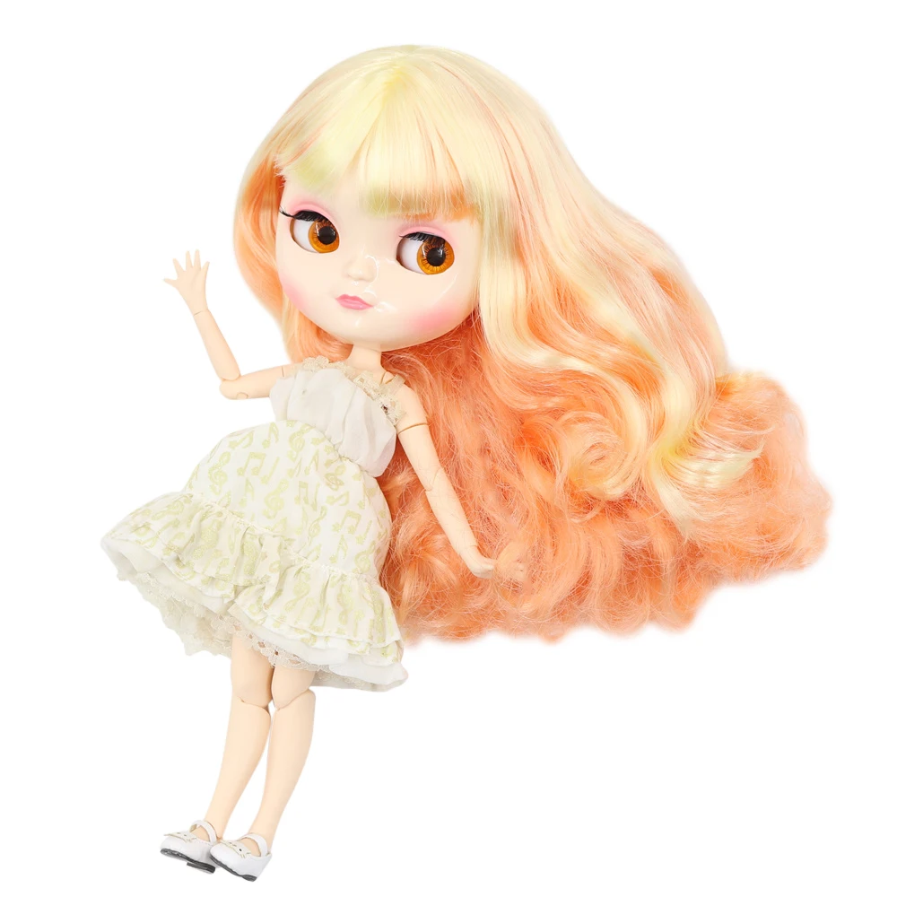 Кукла ICY Fortune Days factory шарнирное тело 30 см белая кожа желтые смешанные оранжевые