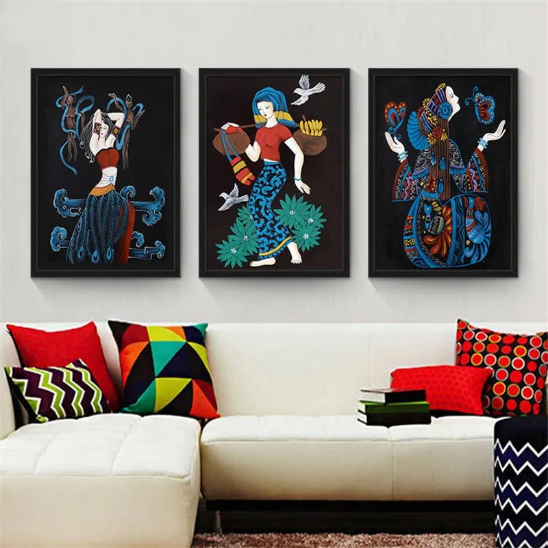 3 Панель без рамы плакат Wall Art китайская живопись на холсте национальных