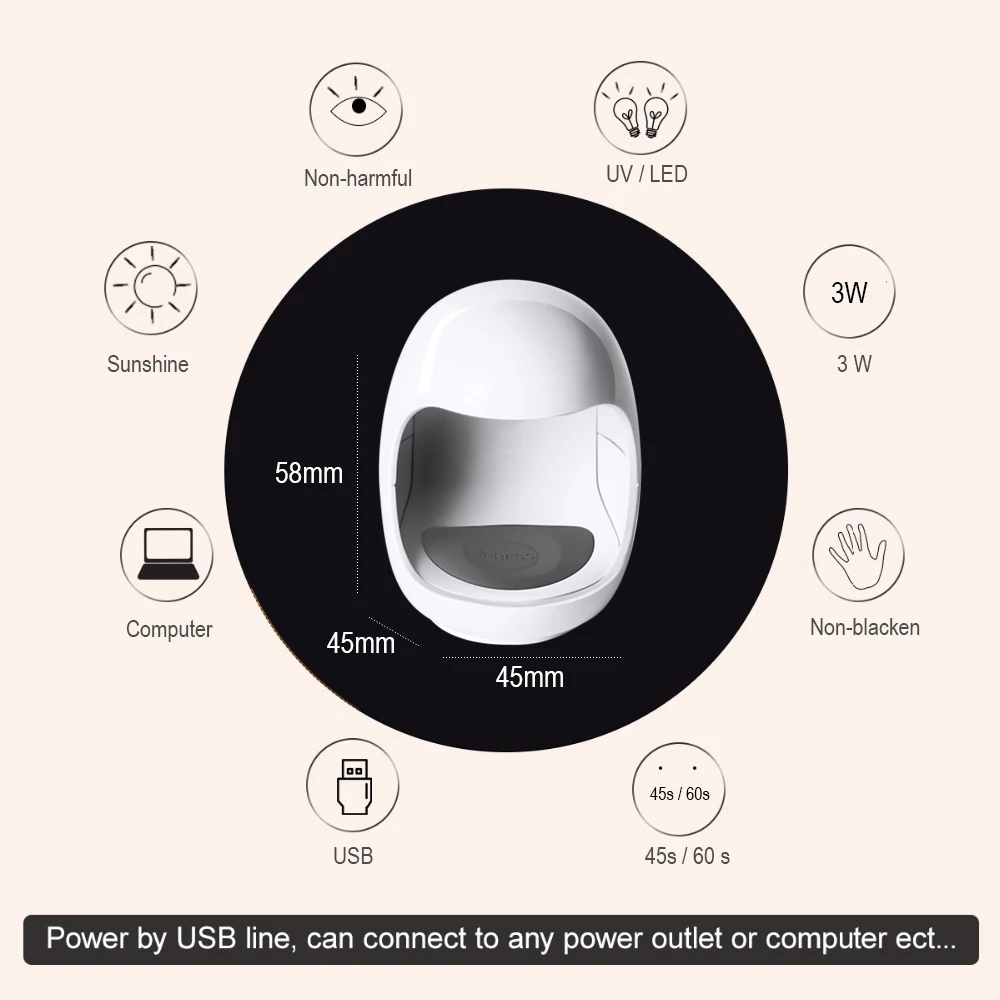 Лампа УФ/LED для сушки ногтей в форме яйца аппарат гель-лака лампочка на палец