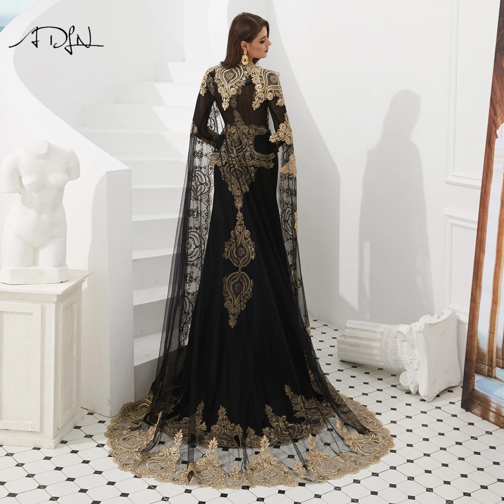 ADLN скромные длинные рукава Выпускные платья с накидкой vestido formatura из двух частей бордовые вечерние платья с золотыми аппликациями