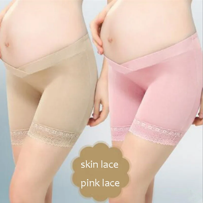 Pregnant Women Leggings Two Pieces Of Security Pants Anti-light Low Waist Maternity Dress Three Points Shorts Lace Summer 4098 |