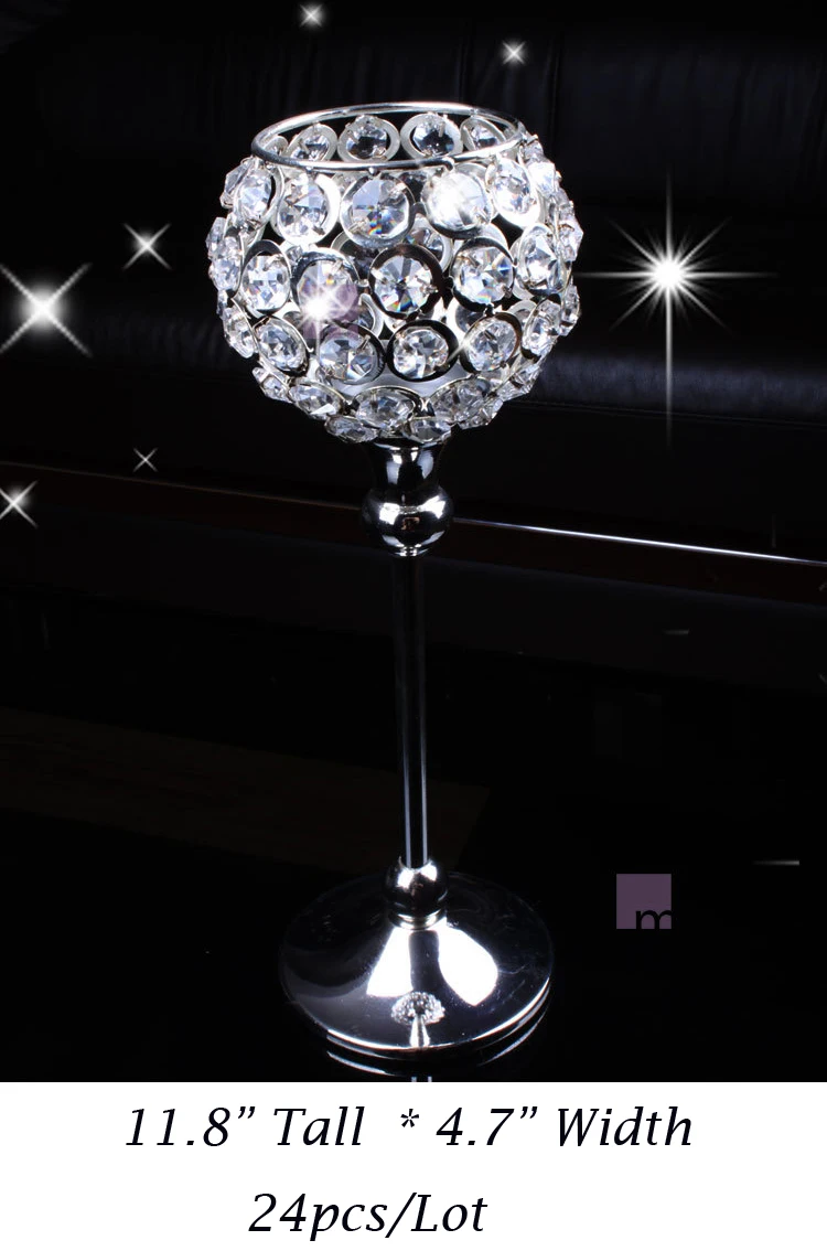

24Pcs/Lot, H30cm*W12cm, Fedex/Ems Free Ship,Ball Shape Crystal Votive Candle Holder, Wedding Centerpiece & Wedding Decoration