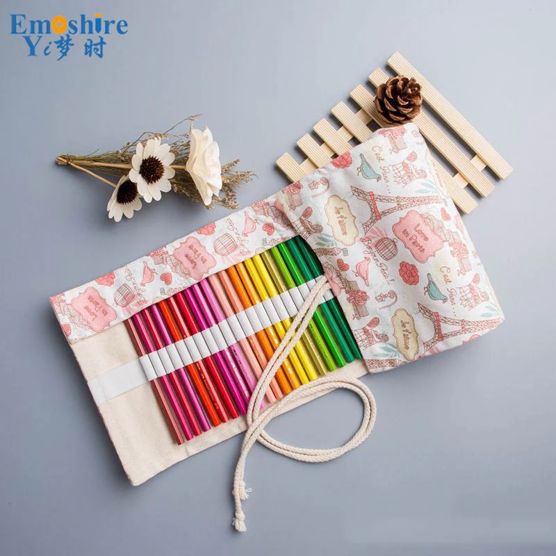 Романтический стиль башня пенал школьные пеналы холст большой косметичка