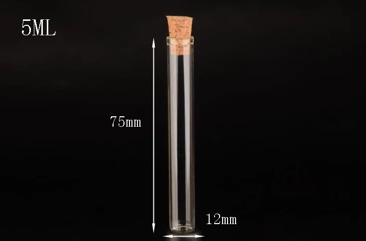 

50pcs 12*75mm high quality big glass cork stopper wishing bottle glass test tube Vial Jars Container Mini Empty sample vial Pot