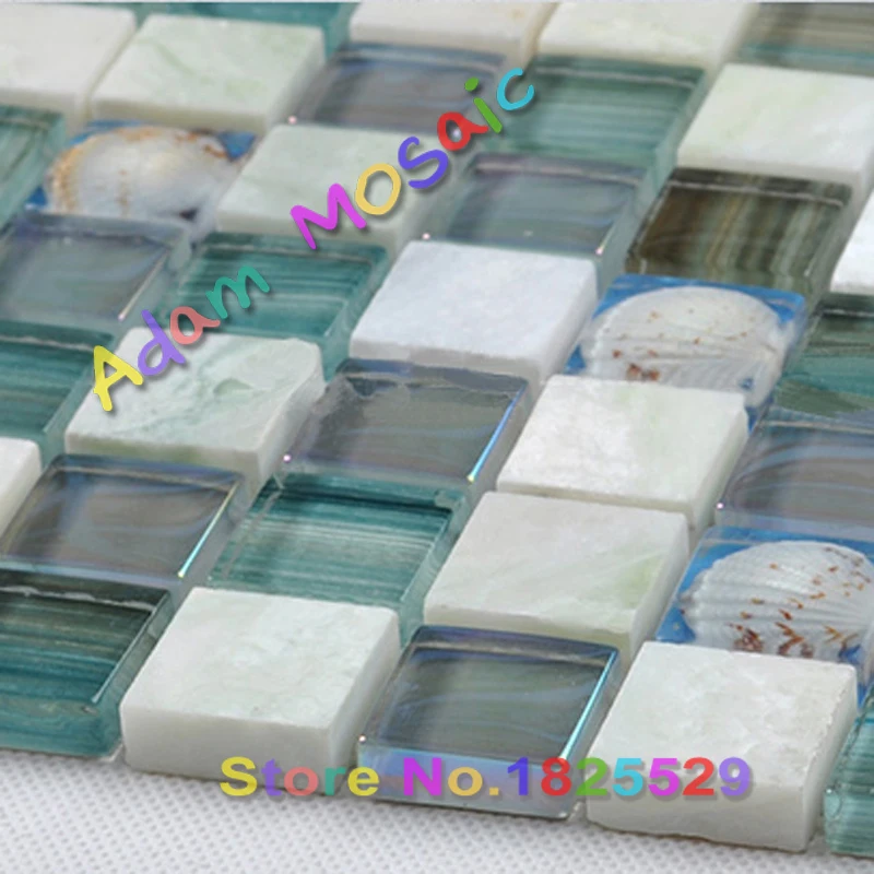 Темно-синий sea shell плитки стеклянные раковины плитка ванная комната матери