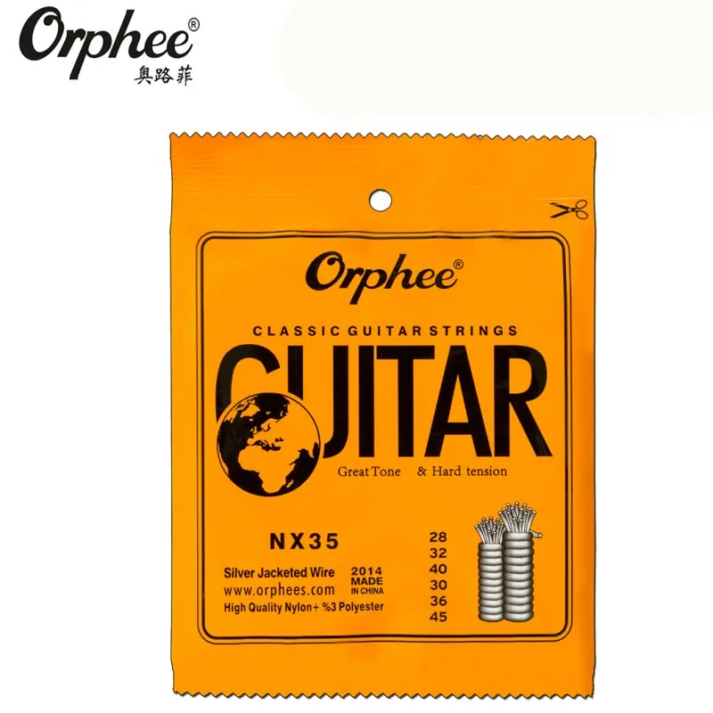 Струны Orphee NX35 028 045 для классической гитары нейлоновые серебристые жаккардовые с