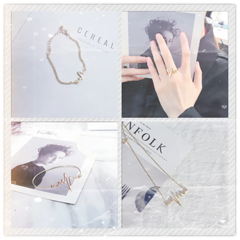 Комплект из 4 предметов модное ожерелье в стиле рок для мужчин и женщин кольцо