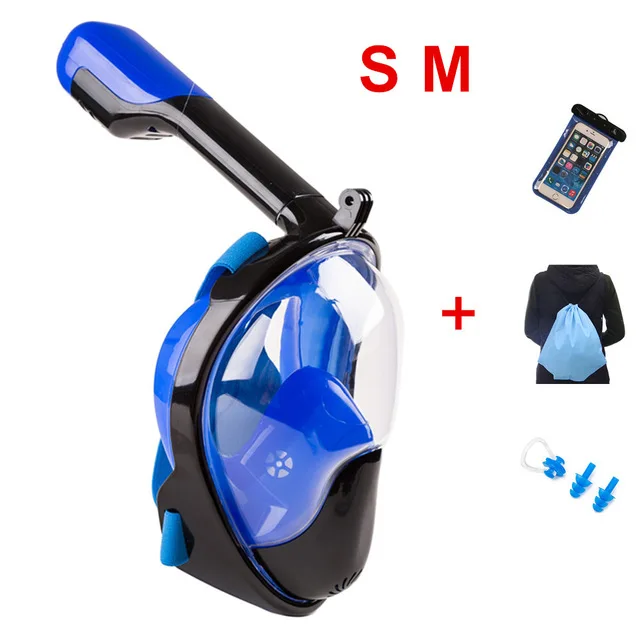 Blue Set S M Маска для дайвинга, подводная противотуманная маска для подводного плавания, маска для подводного плавания для мужчин и женщин - Цвет: Blue Set S M