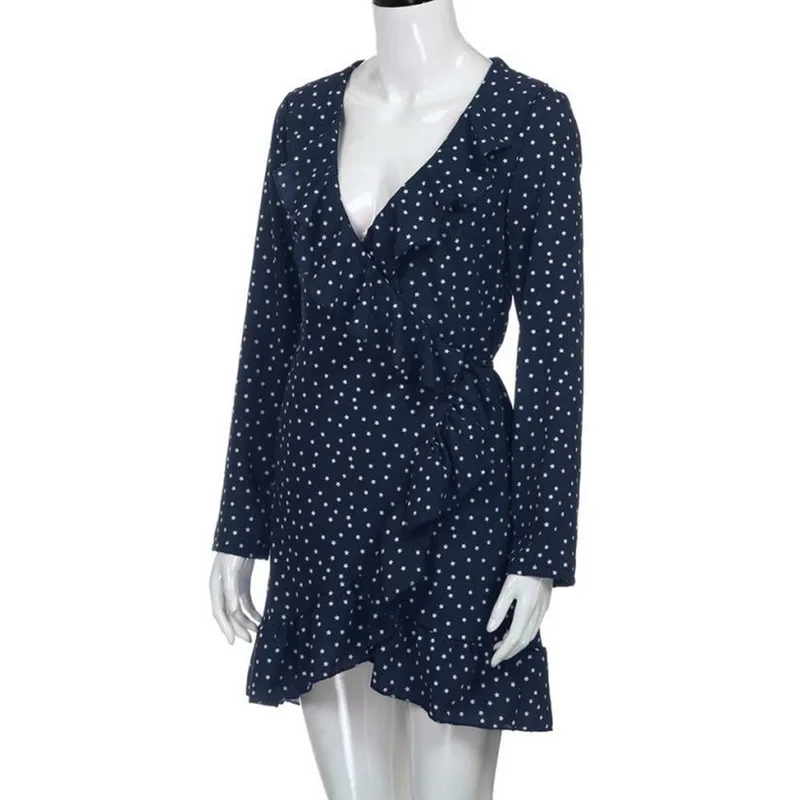 LASPERAL сексуальное женское платье с глубоким v образным вырезом и оборками в