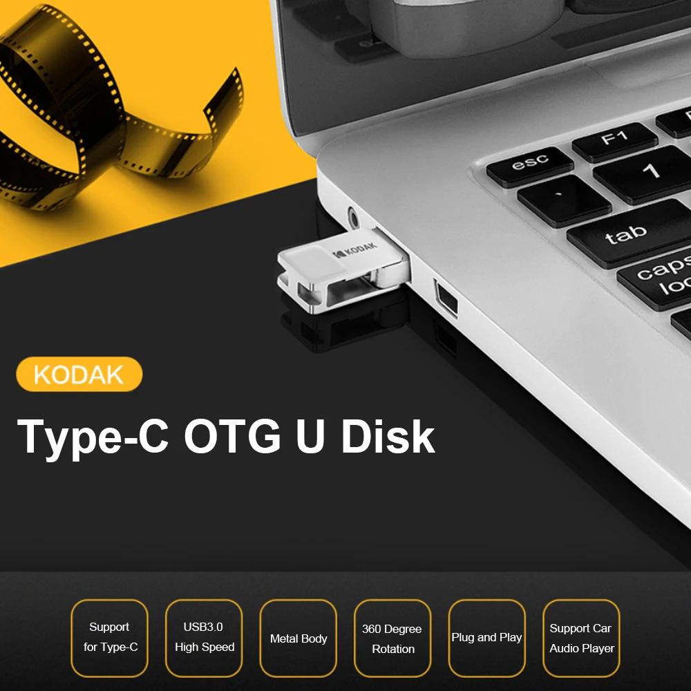Металлический флеш накопитель Kodak K223C 16 ГБ 32 64 Гб 128 USB3.1 Type C OTG карта памяти memoria USB 3 1