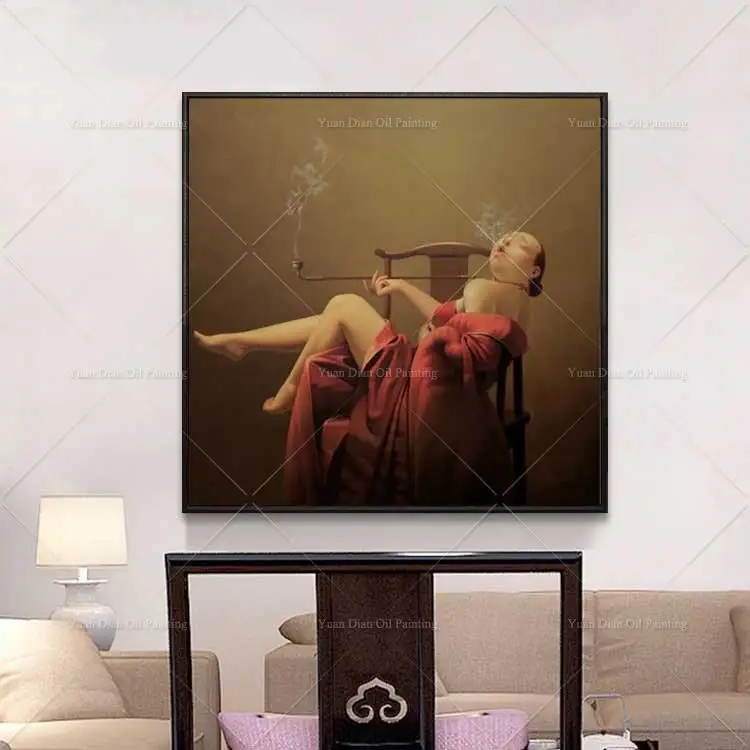 Красная китайская картина маслом для девочек традиционная ручная роспись на