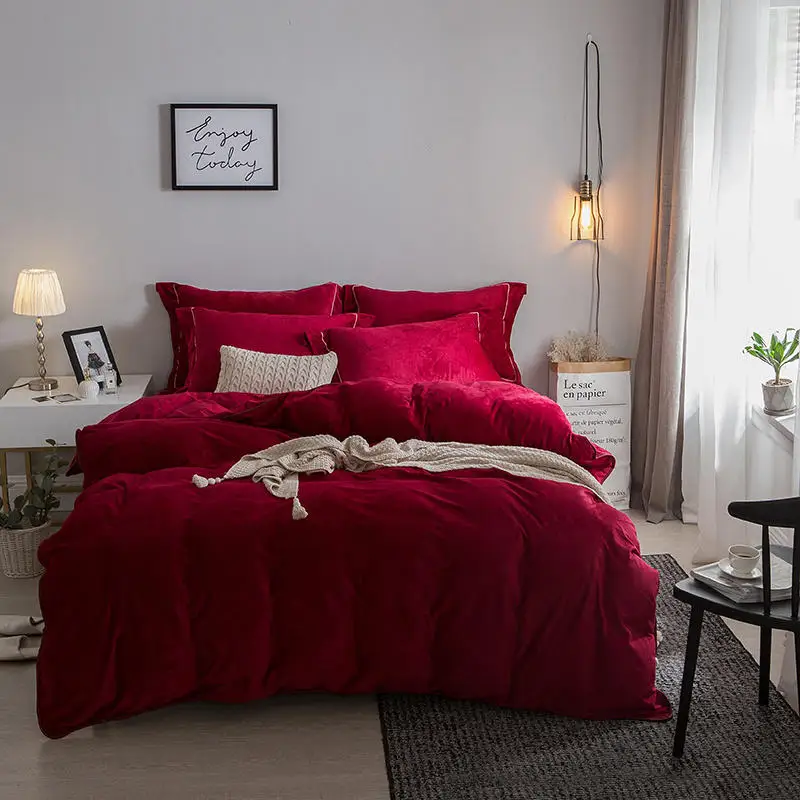 Новинка 2018 зимние теплые однотонные комплекты постельного белья Королевский