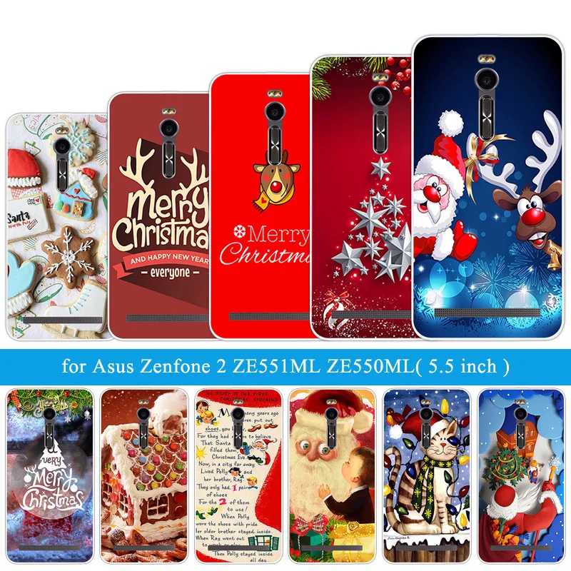 Силиконовый чехол для Asus Zenfone 2 ZE551ML Рождественская Ночная задняя крышка Funda ZE550ML