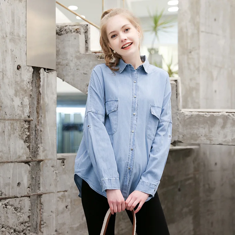 2019 Новинка весны и летняя одежда для беременных джинсовая рубашка Беременность